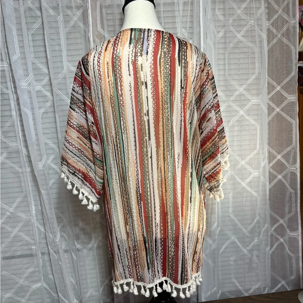Lilypad medium women’s duster/jacket southwest design Tassels sleeve & hem 29”L